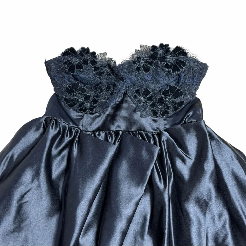 For Love & Lemons Black Virginia Mini Dress with Satin Gloves Womens M